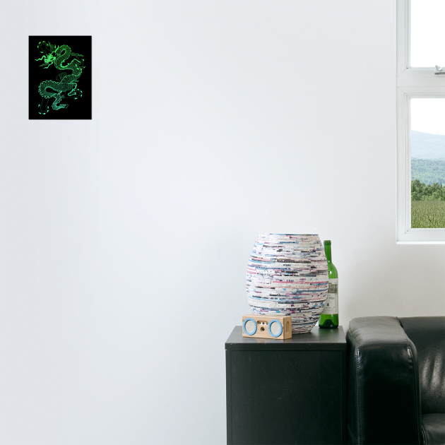 Green Chinese Dragon - Symbol of Strength and Prosperity by Urbanprint